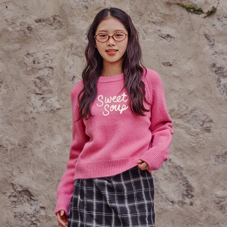 レタリングポイントクロップドニット韓国 韓国ファッション | SweetSOUP | 詳細画像3 