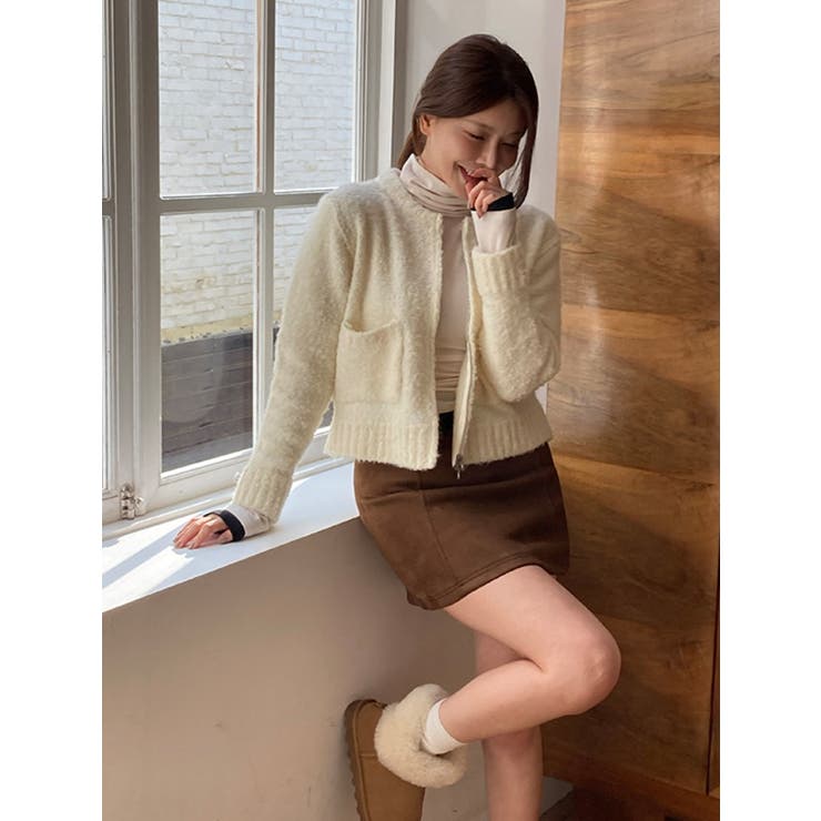 エンブレムポイントブークレジップアップカーディガン 韓国 韓国ファッション | SweetSOUP | 詳細画像1 