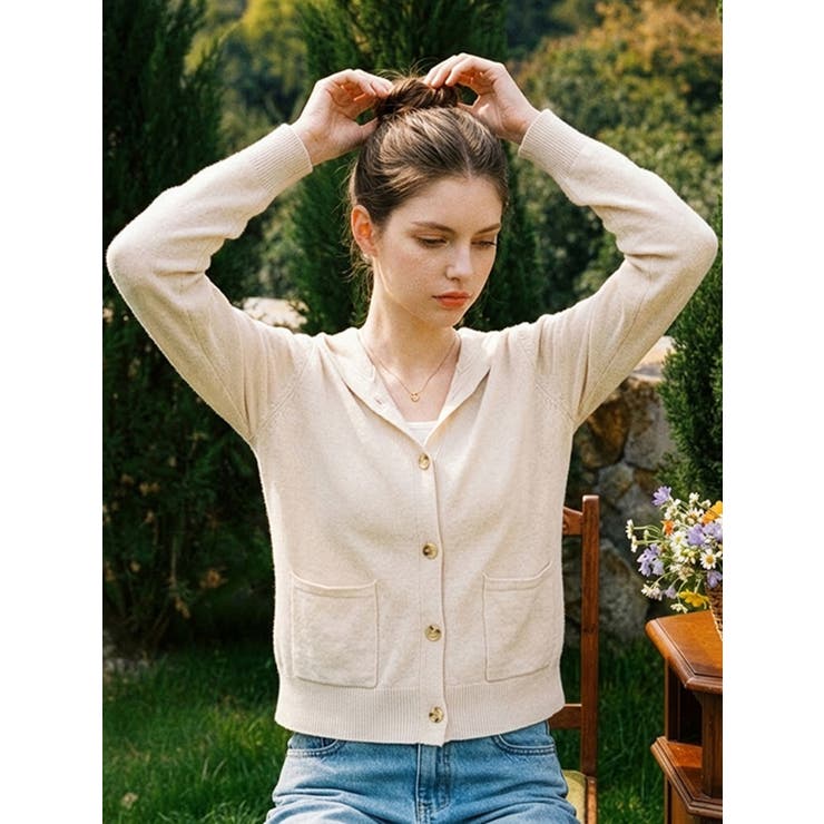 フーディー ニット カーディガン 韓国 韓国ファッション | SweetSOUP | 詳細画像1 