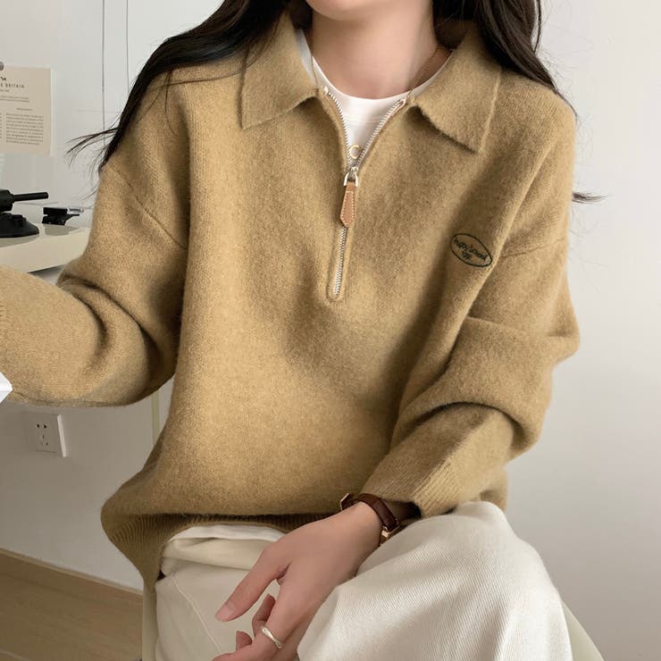 ダークベージュ | ニットセーター【韓国ファッション】 | Doula Doula