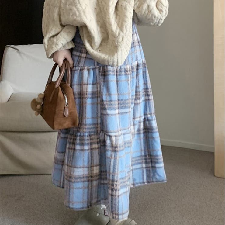 ブルー | ロングスカート【韓国ファッション】 | Doula Doula