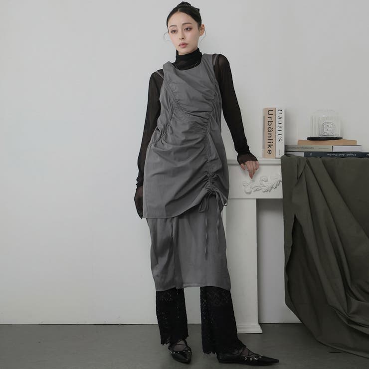 ライトグレー | ワンピースとインナーキャミワンピースセット | Doula Doula