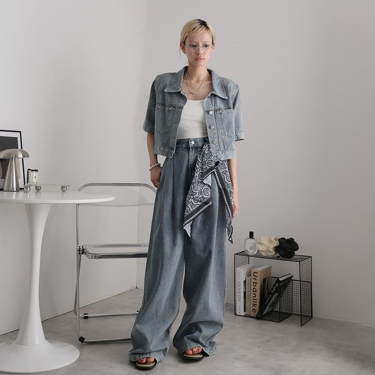 ブルー | デニムジャケットとパンツセット | Doula Doula