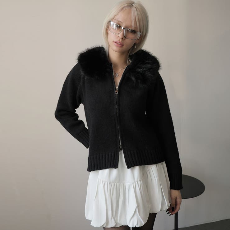 ファー付きニットカーディガン | Doula Doula | 詳細画像4 