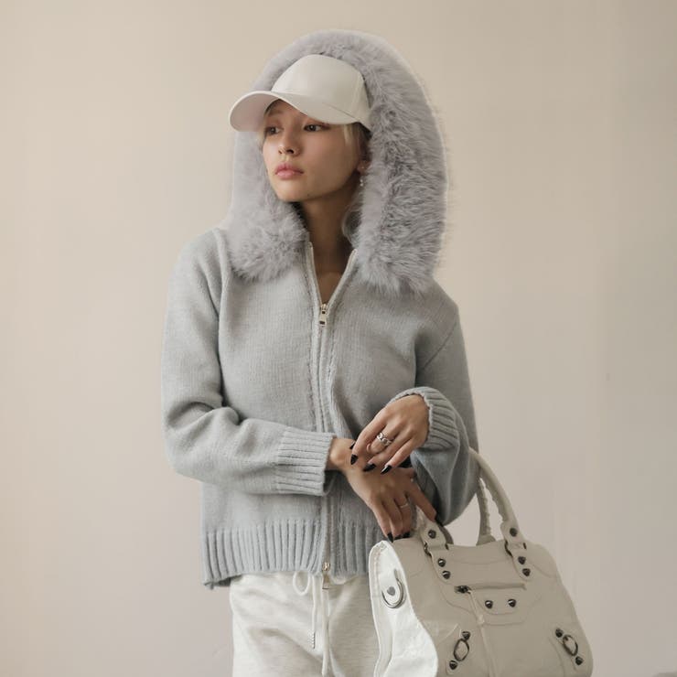 ファー付きニットカーディガン | Doula Doula | 詳細画像6 