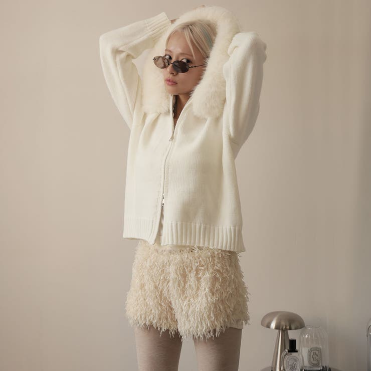 ファー付きニットカーディガン | Doula Doula | 詳細画像9 