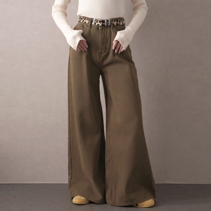 ブラウン | 裏起毛デニムパンツ | Doula Doula