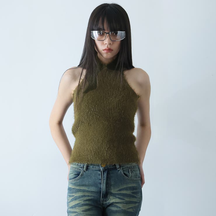 カーキ | ニットノースリーブ | Doula Doula