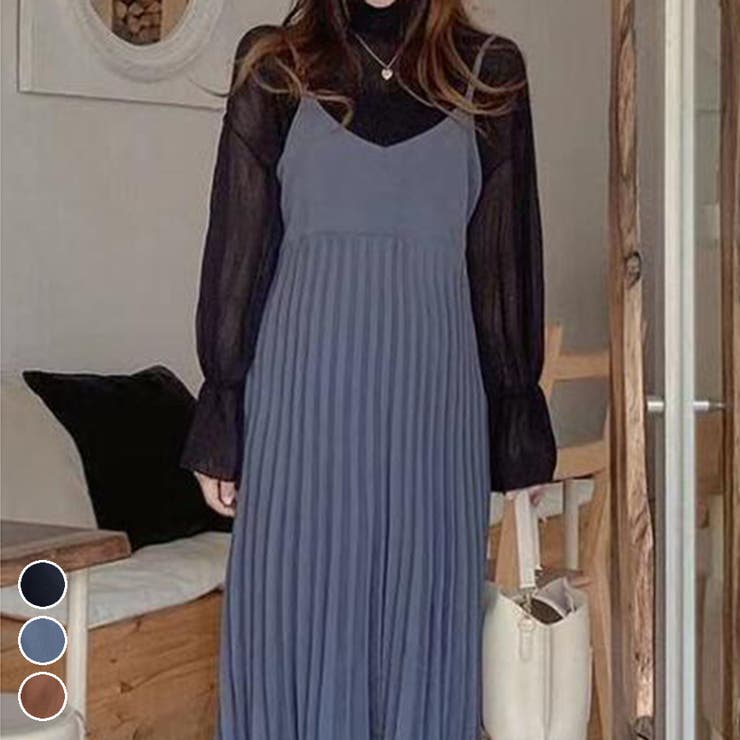 プリーツ切り替えキャミワンピース【韓国ファッション】 | Doula Doula | 詳細画像3 