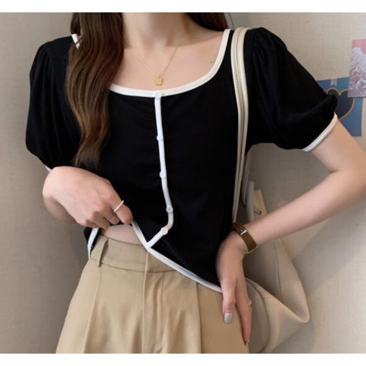 スクエアネックパイピングカラーパフスリーブ半袖カーディガン【韓国ファッション】 | Doula Doula | 詳細画像39
