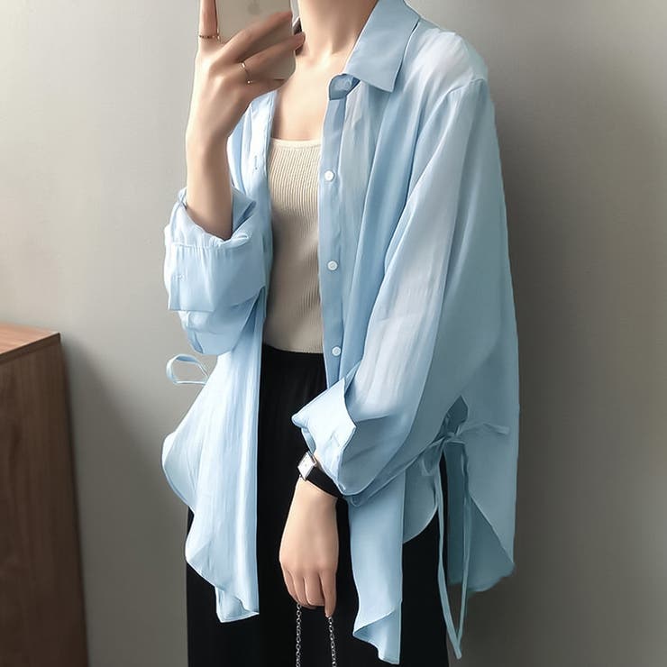 サイドリボンシアーシャツ【韓国ファッション】 | Doula Doula | 詳細画像2 