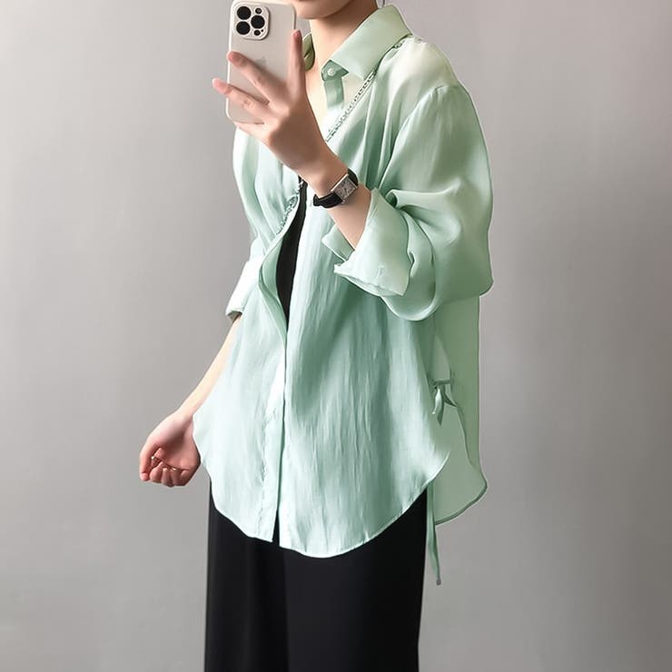 サイドリボンシアーシャツ【韓国ファッション】 | Doula Doula | 詳細画像3 