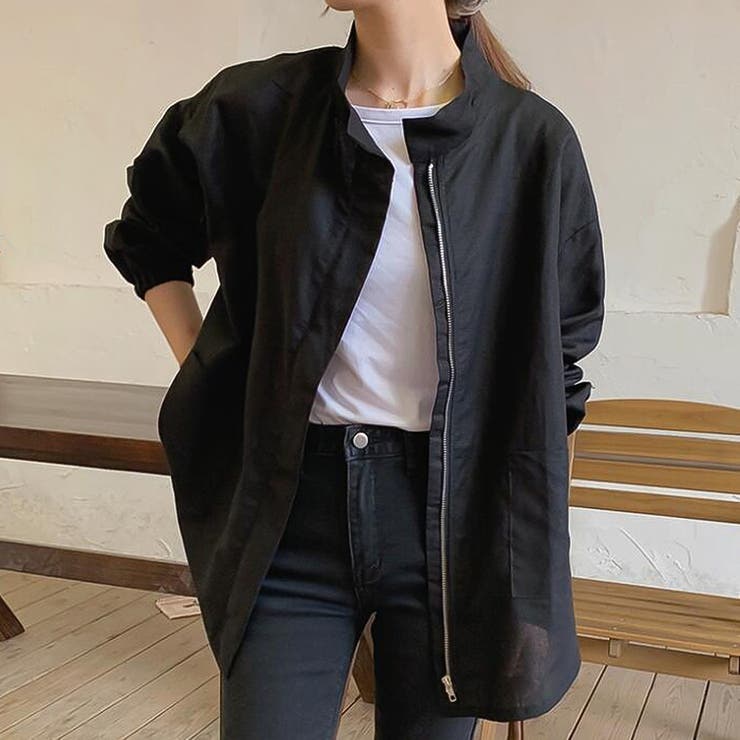ブラック | ノーカラージャケット【韓国ファッション】 | Doula Doula