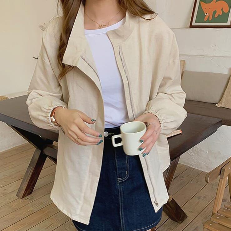 オフホワイト | ノーカラージャケット【韓国ファッション】 | Doula Doula