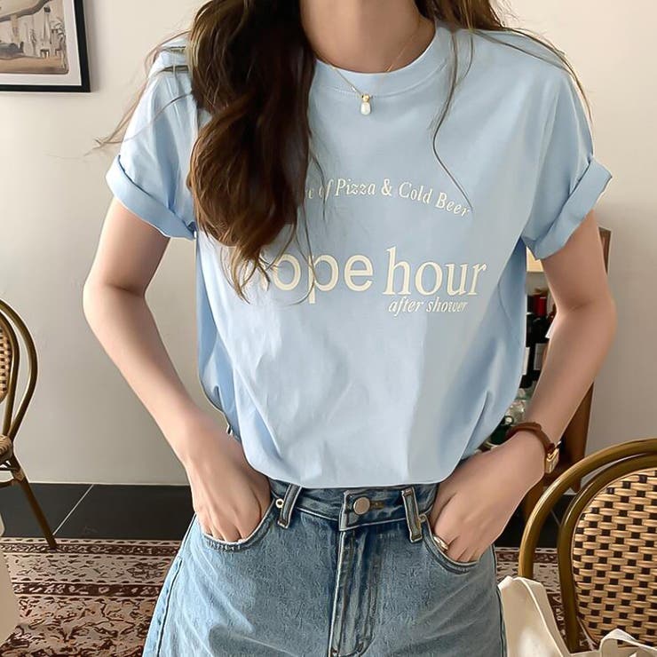 ブルー | Ｔシャツ【韓国ファッション】 | Doula Doula