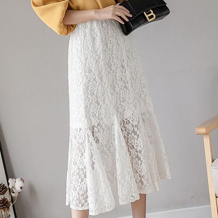 ホワイト | ひざ丈スカート【韓国ファッション】 | Doula Doula