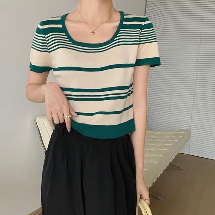 ランダムボーダー半袖ニット【韓国ファッション】 | Doula Doula | 詳細画像22 