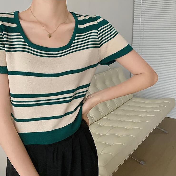 ランダムボーダー半袖ニット【韓国ファッション】 | Doula Doula | 詳細画像23 