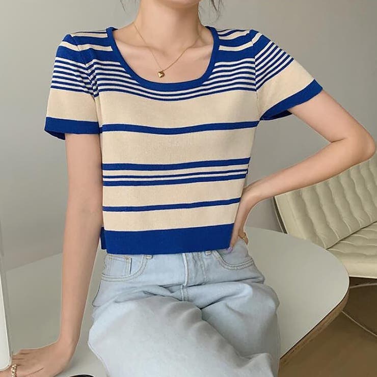 ランダムボーダー半袖ニット【韓国ファッション】 | Doula Doula | 詳細画像31 