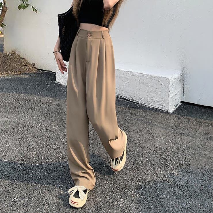 モカ | ハイウエストタックパンツ【韓国ファッション】 | Doula Doula