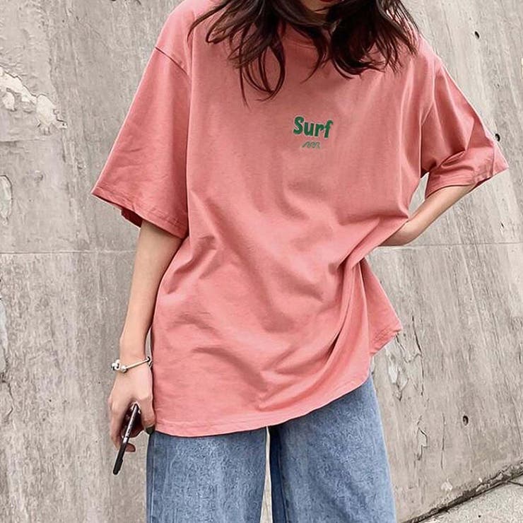 ピンク | ワンポイントロゴＴシャツ【韓国ファッション】 | Doula Doula