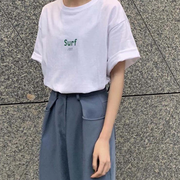 ホワイト | ワンポイントロゴＴシャツ【韓国ファッション】 | Doula Doula