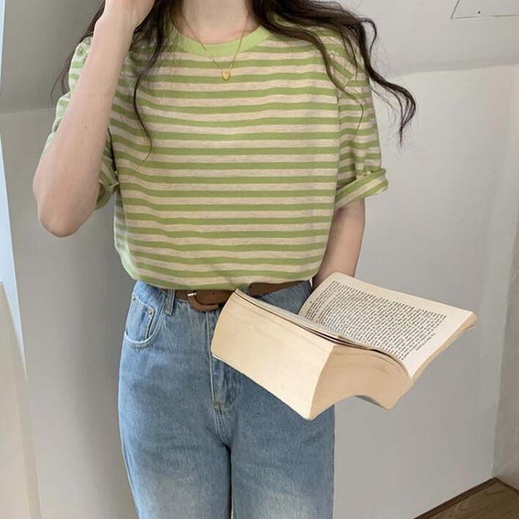 グリーン | ボーダーＴシャツ【韓国ファッション】 | Doula Doula