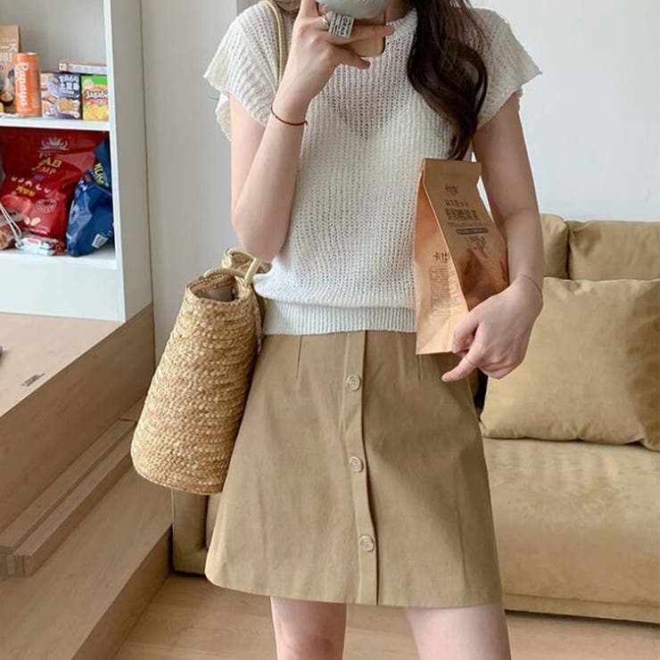 ホワイト | 半袖サマーニット【韓国ファッション】 | Doula Doula