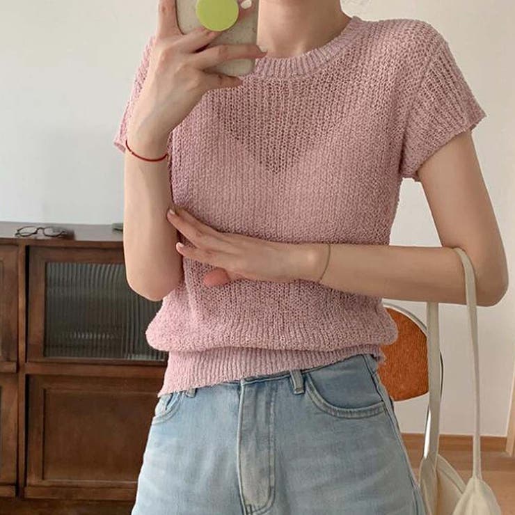 ピンク | 半袖サマーニット【韓国ファッション】 | Doula Doula