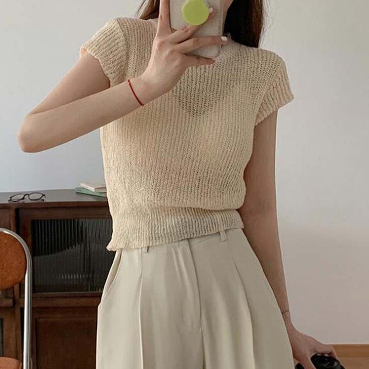 ベージュ | 半袖サマーニット【韓国ファッション】 | Doula Doula