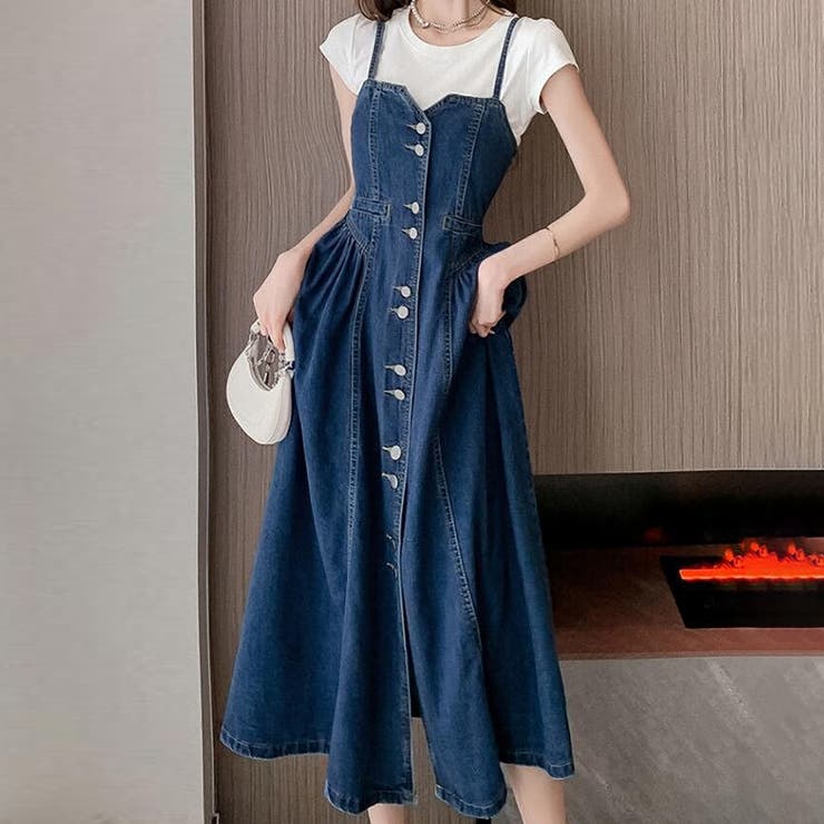 ダークブルー | デニムワンピ【韓国ファッション】 | Doula Doula