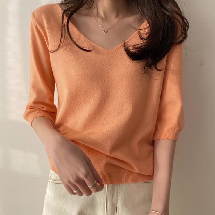 Vネック五分袖ニット【韓国ファッション】 | Doula Doula | 詳細画像23