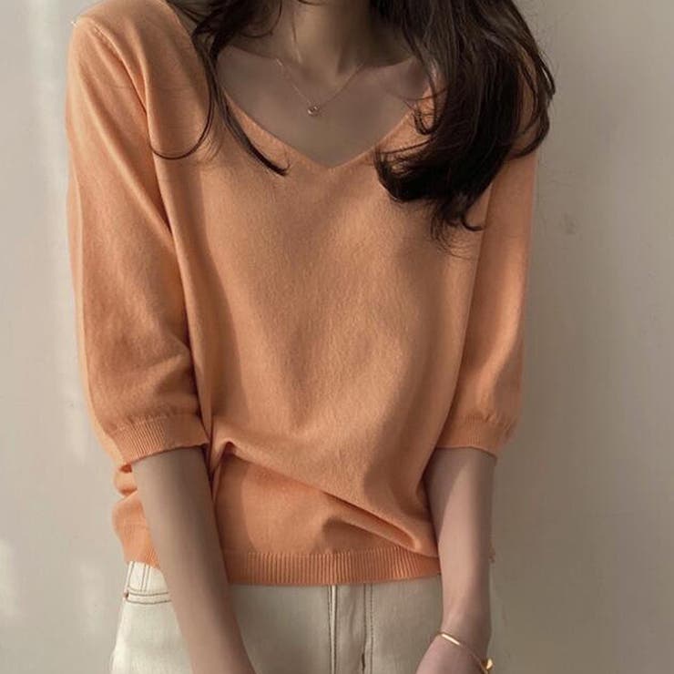 Vネック五分袖ニット【韓国ファッション】 | Doula Doula | 詳細画像24