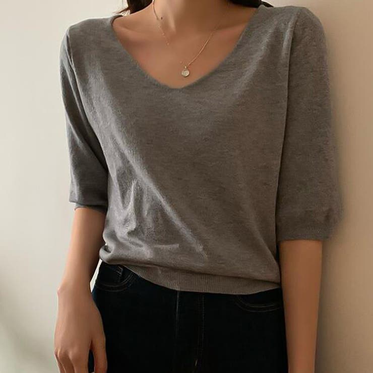 Vネック五分袖ニット【韓国ファッション】 | Doula Doula | 詳細画像27