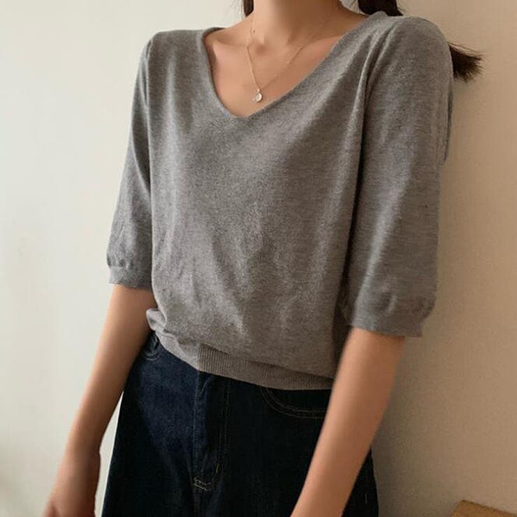 Vネック五分袖ニット【韓国ファッション】 | Doula Doula | 詳細画像28