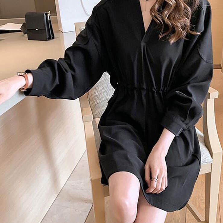 ブラック | シャツワンピース【韓国ファッション】 | Doula Doula