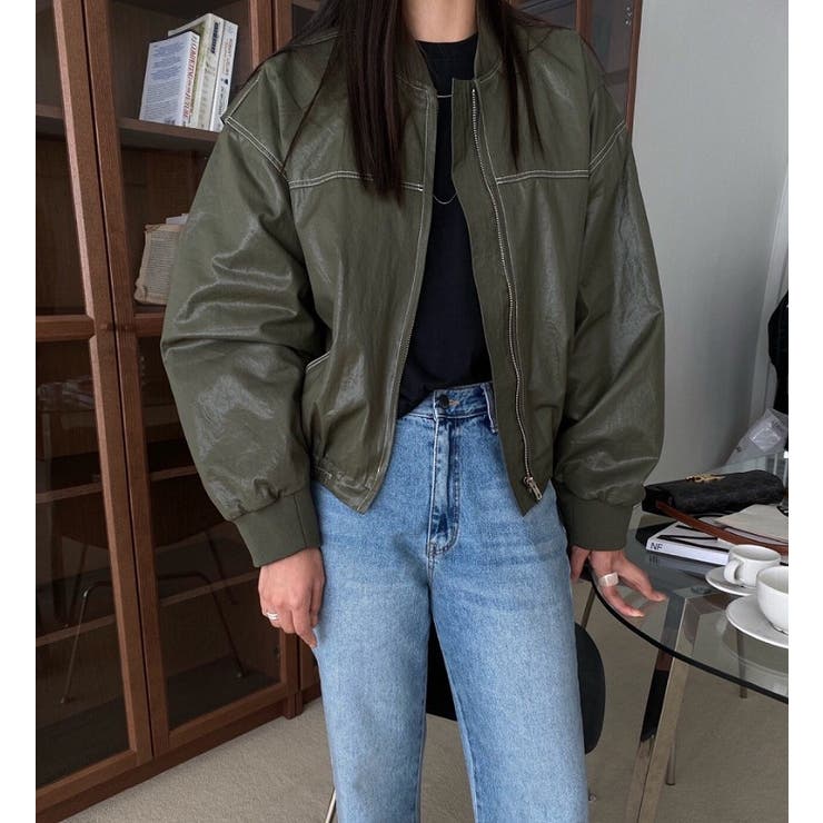 カーキ | ライダースジャケット【韓国ファッション】 | Doula Doula