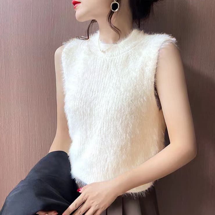 シャギーノースリニットトップス【韓国ファッション】[品番