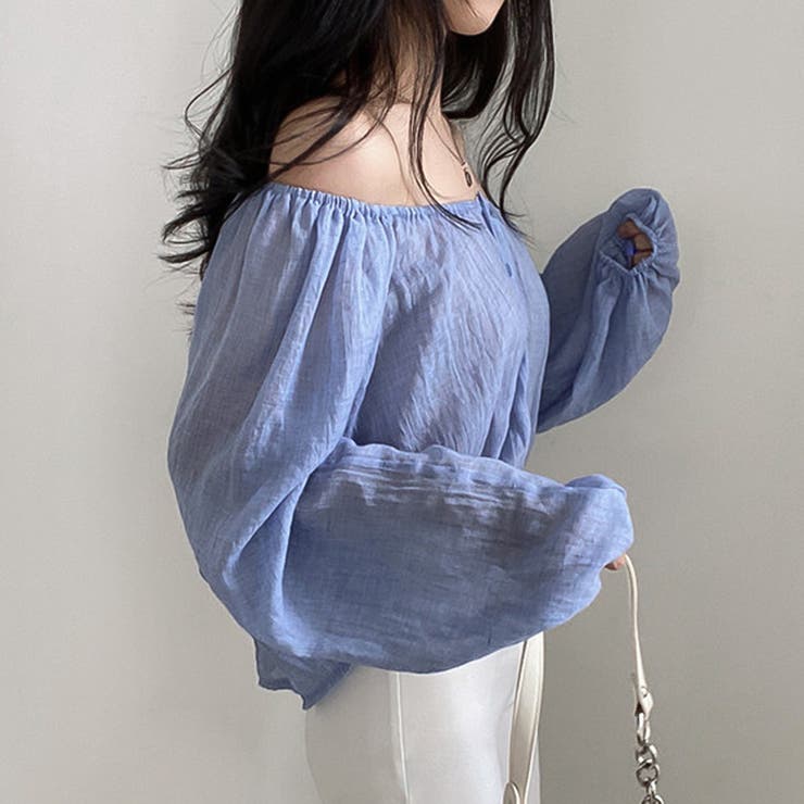 2wayショルダー パフスリーブシャツブラウス【韓国ファッション】【春夏新商品】 | Doula Doula | 詳細画像3 