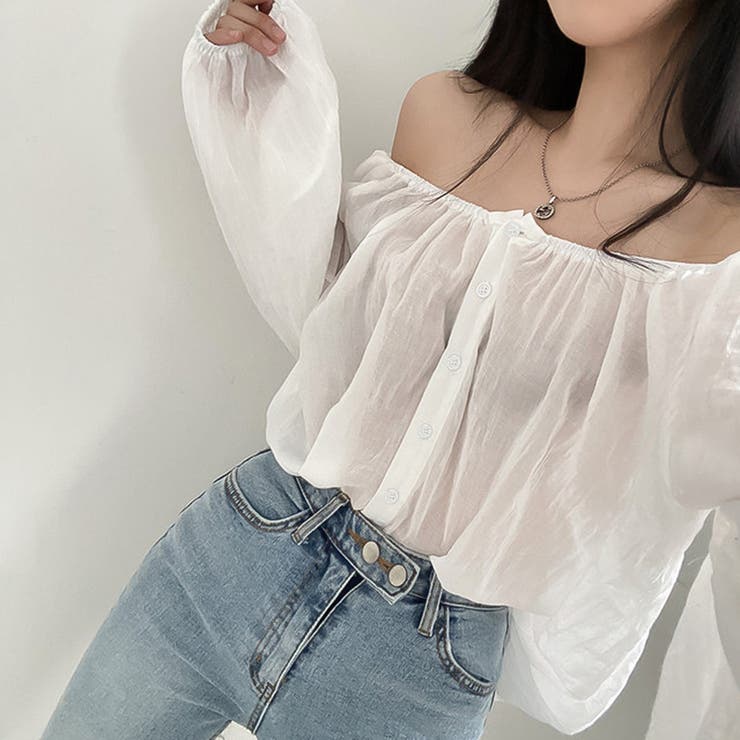 2wayショルダー パフスリーブシャツブラウス【韓国ファッション】【春夏新商品】 | Doula Doula | 詳細画像5 