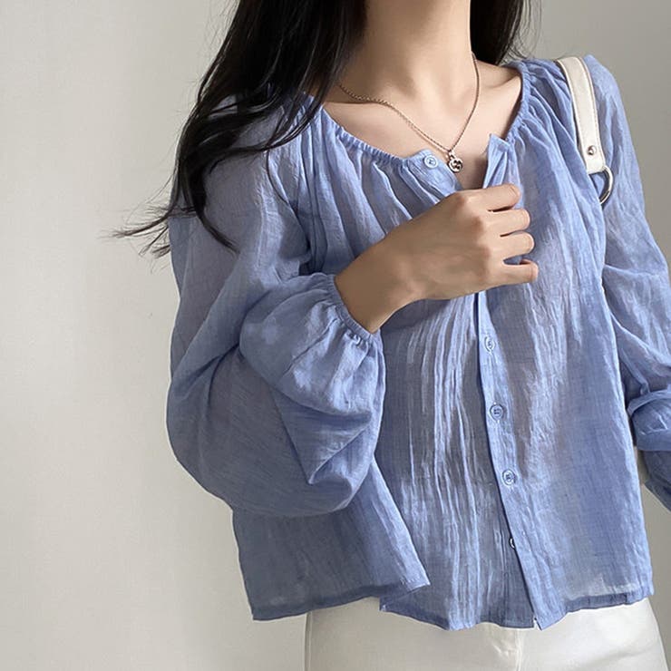 2wayショルダー パフスリーブシャツブラウス【韓国ファッション】【春夏新商品】 | Doula Doula | 詳細画像10 