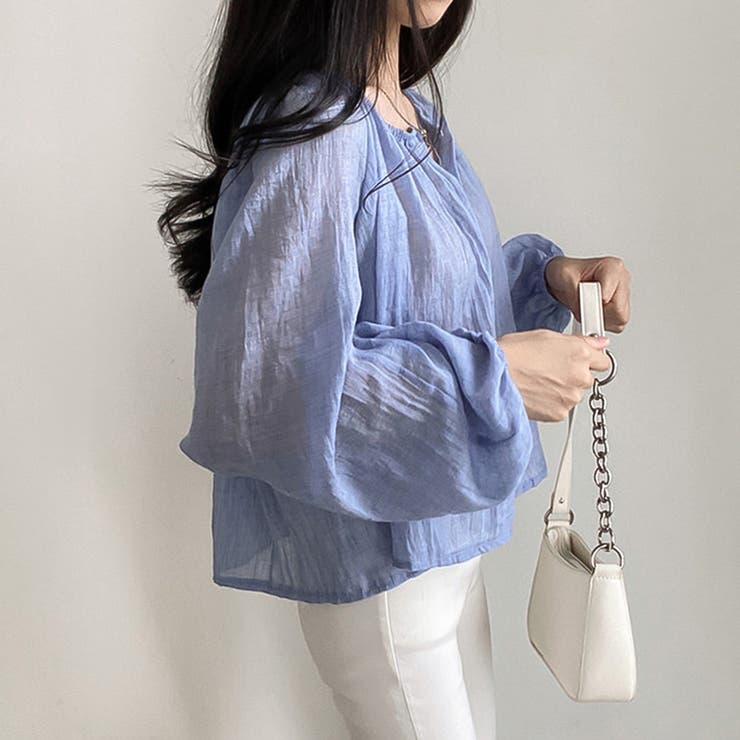 2wayショルダー パフスリーブシャツブラウス【韓国ファッション】【春夏新商品】 | Doula Doula | 詳細画像11 