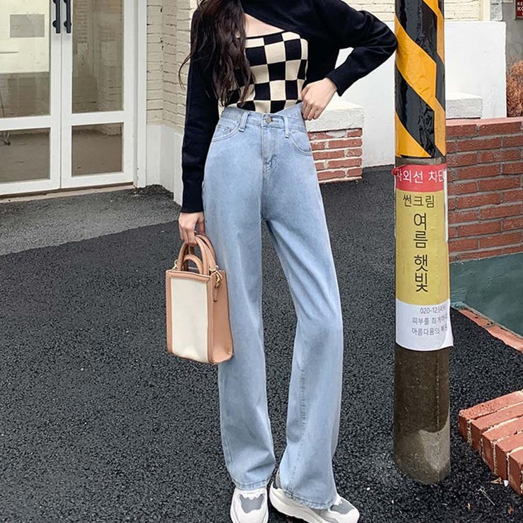 デザインウエストワイドデニムパンツ【韓国ファッション】【春夏新商品】 | Doula Doula | 詳細画像4 