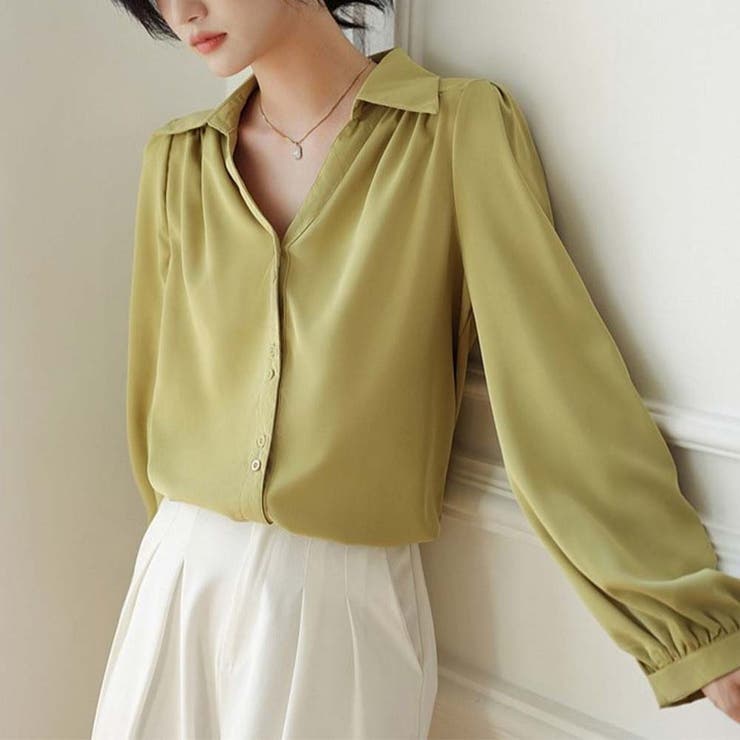 Vネックドレスシャツ【韓国ファッション】【春夏新商品】 | Doula Doula | 詳細画像11 