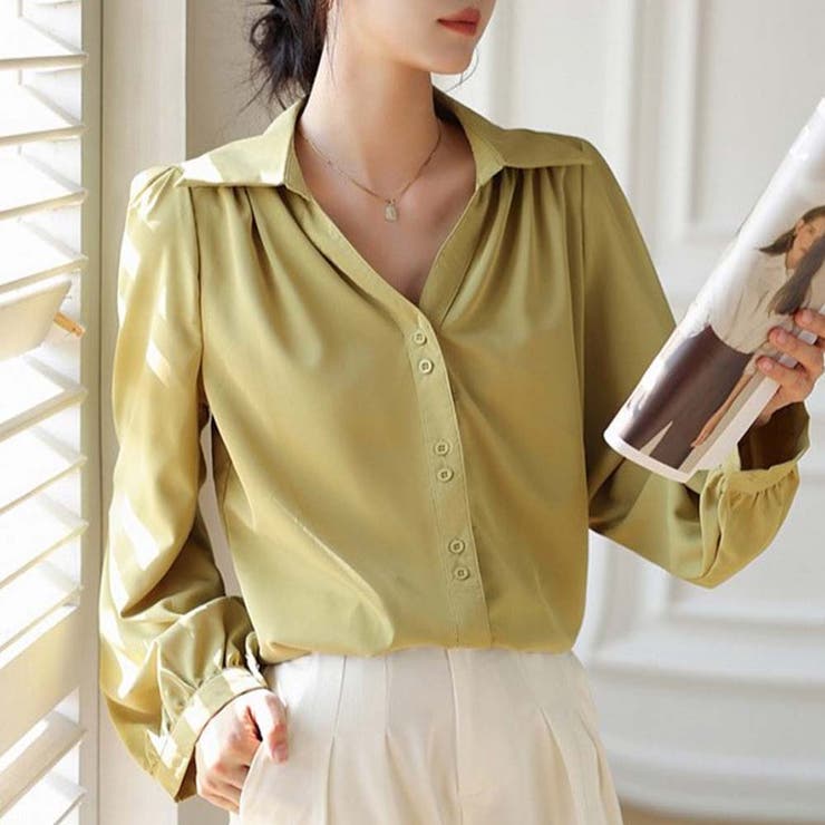 Vネックドレスシャツ【韓国ファッション】【春夏新商品】 | Doula Doula | 詳細画像16 