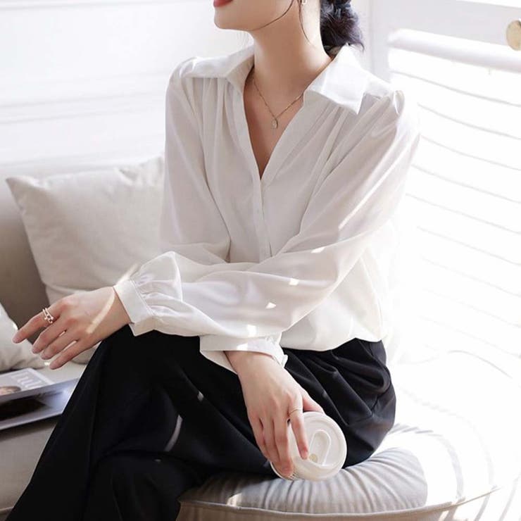 Vネックドレスシャツ【韓国ファッション】【春夏新商品】 | Doula Doula | 詳細画像17 