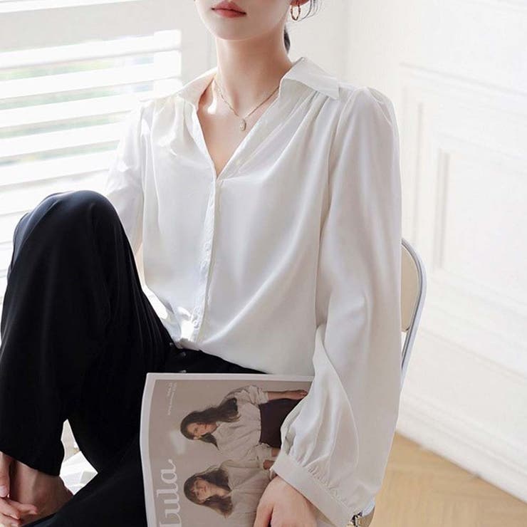 Vネックドレスシャツ【韓国ファッション】【春夏新商品】 | Doula Doula | 詳細画像18 