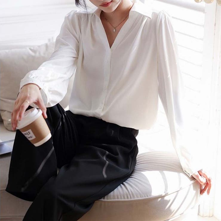 Vネックドレスシャツ【韓国ファッション】【春夏新商品】 | Doula Doula | 詳細画像20 