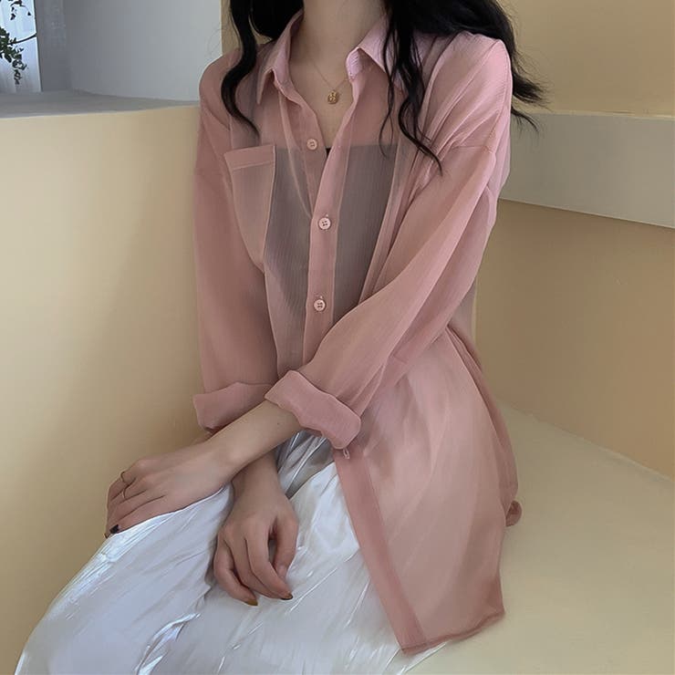 ピンク | オーバーサイズシアーシャツ【韓国ファッション】【春夏新商品】 | Doula Doula