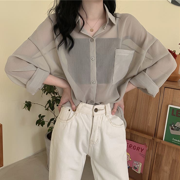 オーバーサイズシアーシャツ【韓国ファッション】【春夏新商品】 | Doula Doula | 詳細画像6 